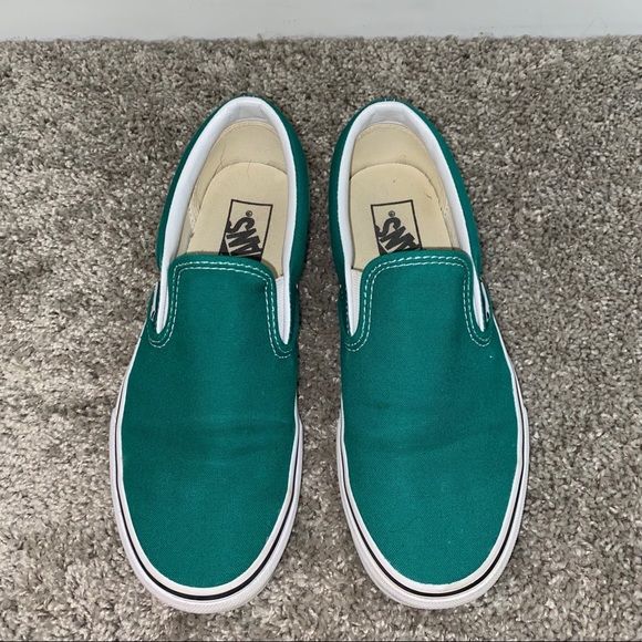 turquoise vans slip on
